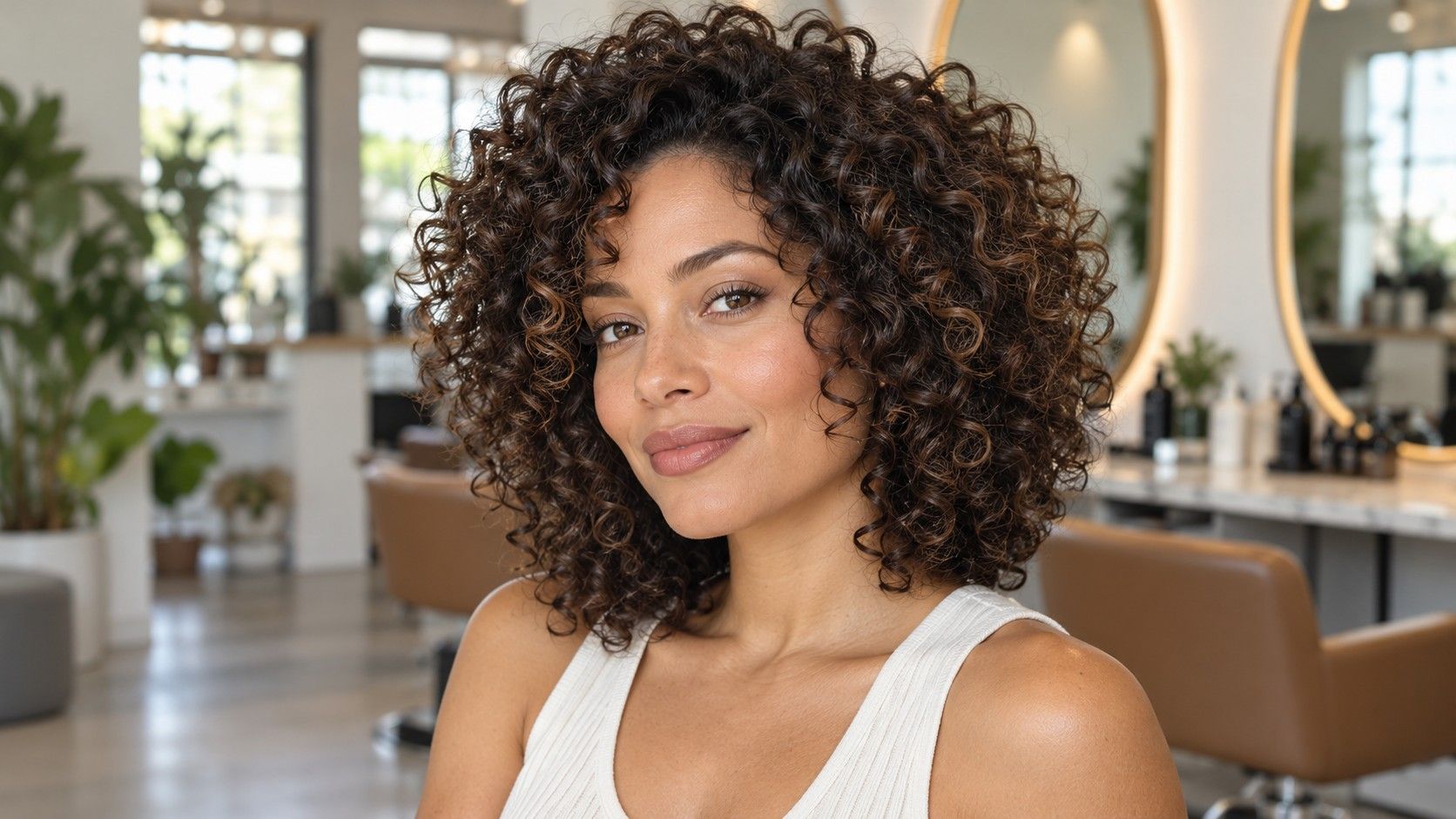 Curly haircut shaped to follow natural curl pattern